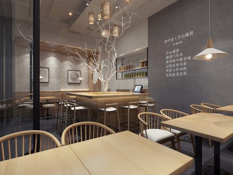  现代快餐店效果图 