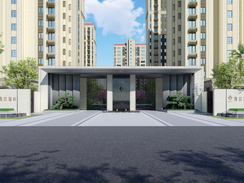  小区景观 住宅景观效果图 