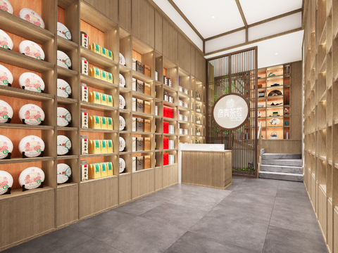  新中式茶室空间效果图 