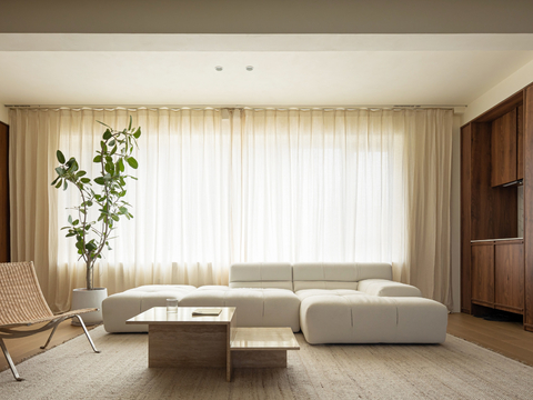  现代奶油风家装效果图客厅卧室餐厅 黑白灰极简效果图 