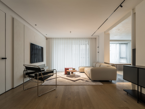  现代家装效果图 客厅卧室餐厅 高级黑白灰效果图 