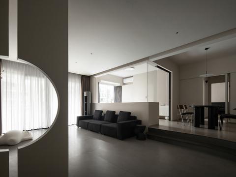  现代家装效果图 客厅卧室餐厅 高级黑白灰效果图 