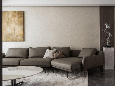  现代家装效果图 客厅卧室餐厅 高级黑白灰效果图 