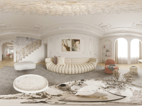  奶油风家装设计客厅卧室餐厅 高级灰效果图 