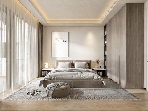  现代家装设计 客厅卧室餐厅 黑白灰 公寓效果图 