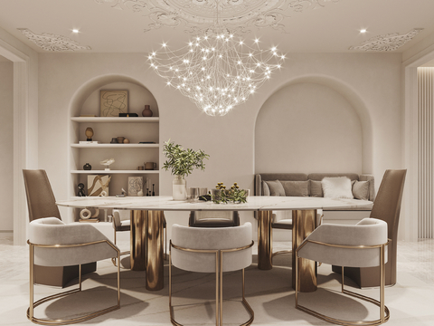  现代奶油风家装效果图客厅卧室餐厅 黑白灰极简效果图 