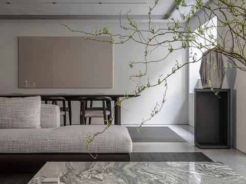  现代简约家装效果图 客厅卧室餐厅 黑白灰效果图 