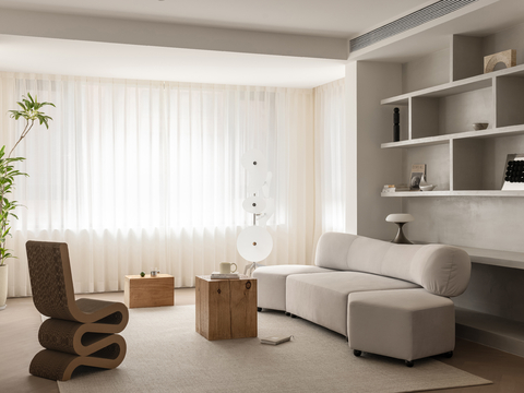  现代家装效果图客厅卧室餐厅 黑白灰极简效果图 