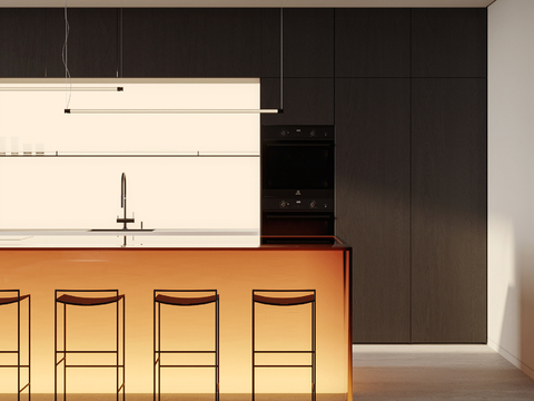  现代简约家装效果图 客厅卧室餐厅 黑自灰效果图 