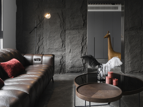  现代家装效果图客厅卧室餐厅黑白灰效果图 