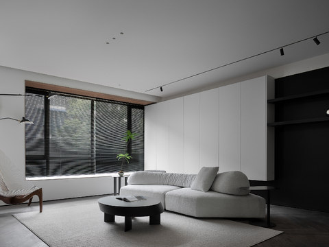  现代家装效果图 客厅卧室餐厅 高级黑白灰效果图 