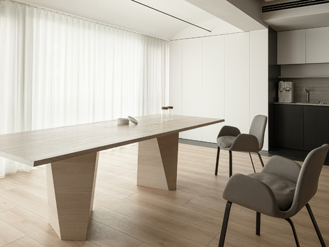  现代家装效果图 客厅卧室餐厅 高级黑白灰效果图 