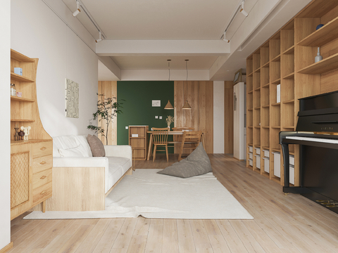  奶油风家装设计客厅卧室餐厅 高级灰  极简效果图 