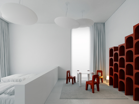  现代简约家装效果图 客厅卧室餐厅 黑白灰效果图 