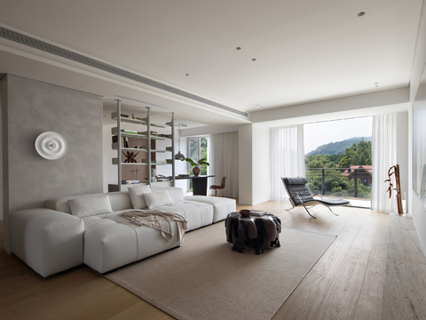  现代家装效果图 客厅卧室餐厅 高级黑白灰效果图 