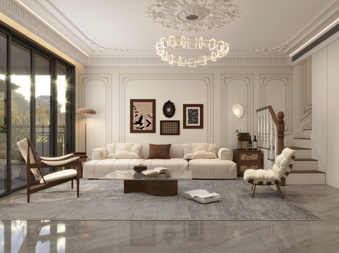  法式奶油风装修效果图 