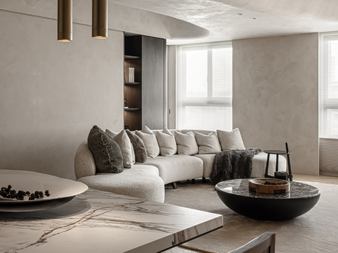  现代侘寂家装设计 客厅卧室餐厅 高级灰 极简设计效果图 