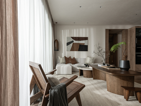  现代侘寂家装设计 客厅卧室餐厅 高级灰 极简设计效果图 