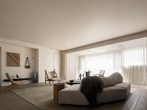  现代侘寂家装设计 客厅卧室餐厅 高级灰 极简设计效果图 