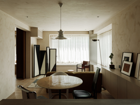  现代侘寂家装设计 客厅卧室餐厅 高级灰 极简设计效果图 