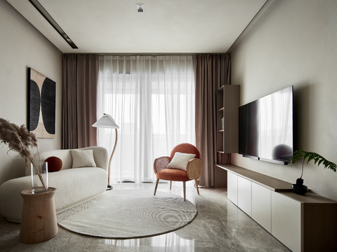  现代侘寂家装设计 客厅卧室餐厅 高级灰 极简设计效果图 