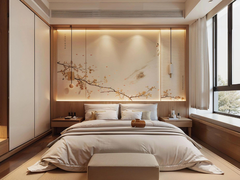  现代宋代美学家装效果图卧室客厅餐厅 高级灰极简设计中式效果图 