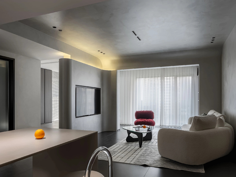  现代侘寂家装设计 客厅卧室餐厅 高级灰 极简设计效果图 