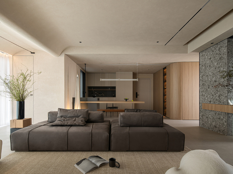  现代侘寂家装设计 客厅卧室餐厅 高级灰 极简设计效果图 