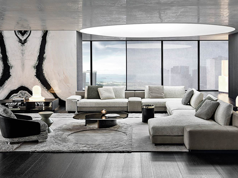  Minotti沙发系列 高级灰客厅 