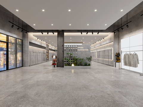  工业风服装店效果图 