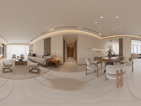  宋氏新中式大平层全景图 客餐厅装修效果图 