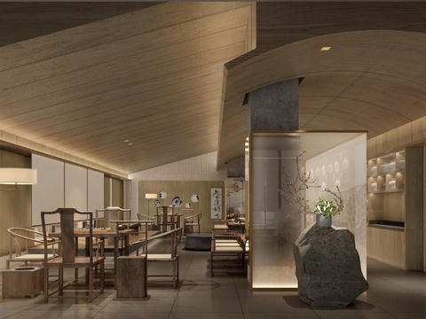  现代侘寂风酒店装修效果图 