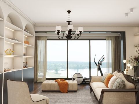  美式轻奢家装效果图 