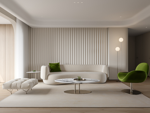  奶油风家装案例客厅 卧室效果图 