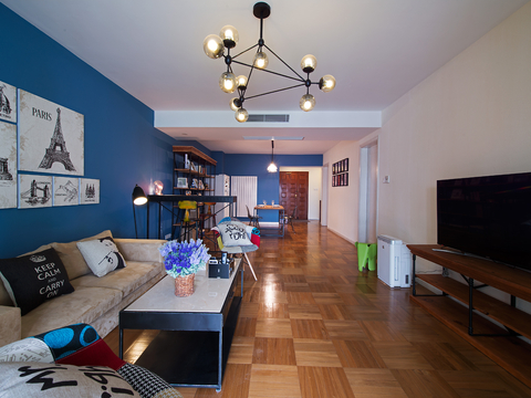  现代工业风平层家装 餐厅客厅卧室效果图 