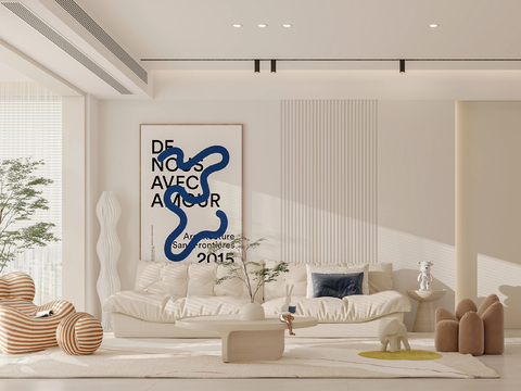  奶油风家装案例 客厅 卧室效果图 