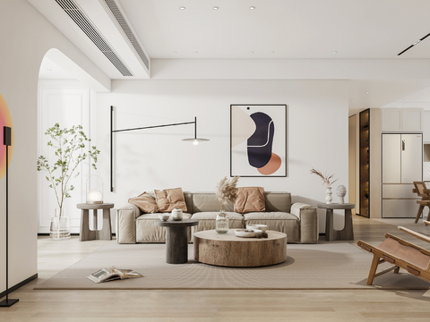  奶油风家装案例客厅 卧室效果图 