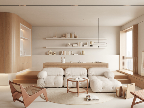  原木风家装案例客厅 卧室效果图 