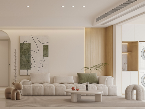  奶油风家装案例客厅 卧室效果图 