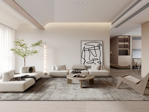  奶油风家装案例 客厅卧室效果图 