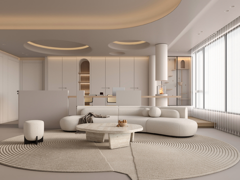  奶油风家装案例客厅 卧室效果图 