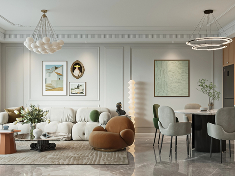  奶油风家装案例 客厅 卧室效果图 