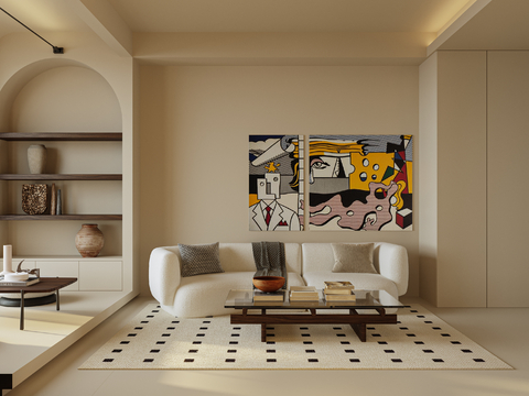  奶油风家装案例 客厅 卧室效果图 