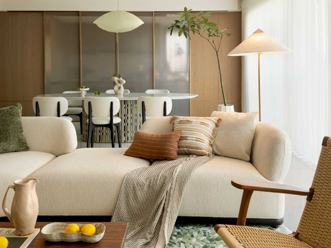  现代大平层家装效果餐厅卧室客厅简约高级灰设计效果图 