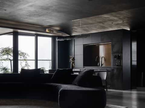  现代大平层家装效果餐厅卧室客厅简约高级灰设计效果图 