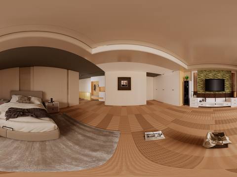  唐志垚 家装全景效果图 卧室客厅效果图 