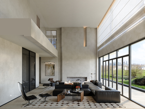  别墅客厅家装效果图 