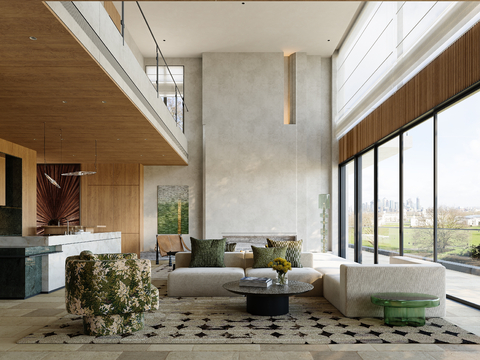  别墅客厅家装效果图 