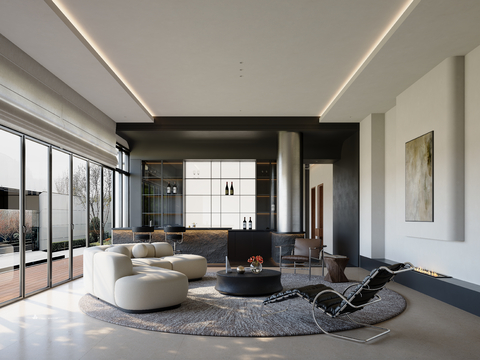  意式别墅客厅效果图 