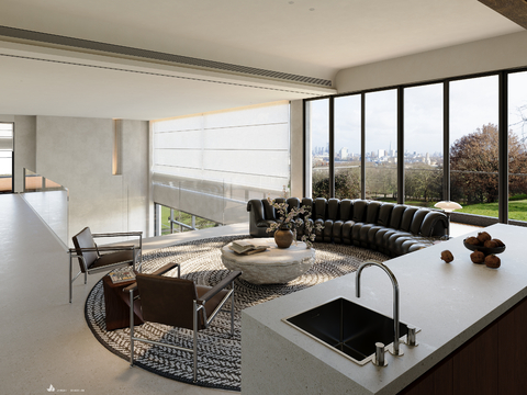  意式别墅客厅效果图 